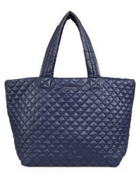 Navy Quilted Nylon Tote Bag