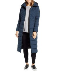 Bernardo Quilted Long Coat With Down Ecoplume Fill