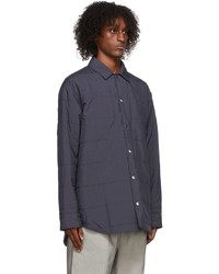 Jil Sander Blue Quilted Shirt Jacket