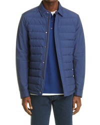 Zegna Stratos Quilted Down Shirt Jacket In Blue At Nordstrom