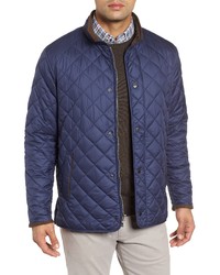 Peter Millar Suffolk Quilted Water Resistant Car Coat In Navy At Nordstrom