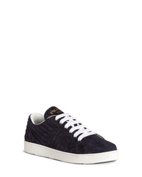 Navy Quilted Suede Low Top Sneakers
