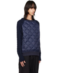 TAION Navy Quilted Down Sweatshirt