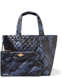 MZ Wallace Metro Camouflage Print Quilted Shell Tote Storm Blue
