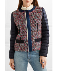 Moncler Ossau Tweed And Quilted Shell Down Jacket Navy