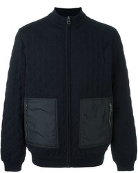 Navy Quilted Wool Bomber Jacket