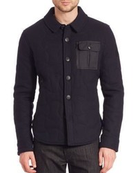 Navy Quilted Wool Jacket