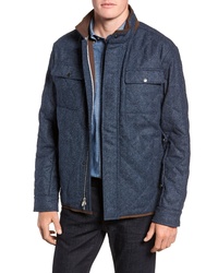 Navy Quilted Wool Shirt Jacket