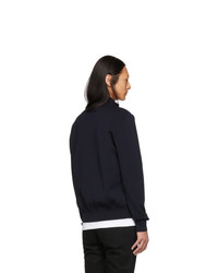 Moncler Navy Down Maglia Zip Up Sweater