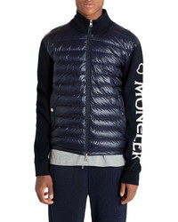 Moncler Quilted Down Front Tricot Cotton Cardigan