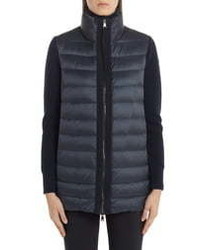 Moncler Quilted Down Wool Long Cardigan