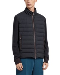 Zegna Trofeo Elets Wool Cotton Hybrid Down Jacket In Navy At Nordstrom