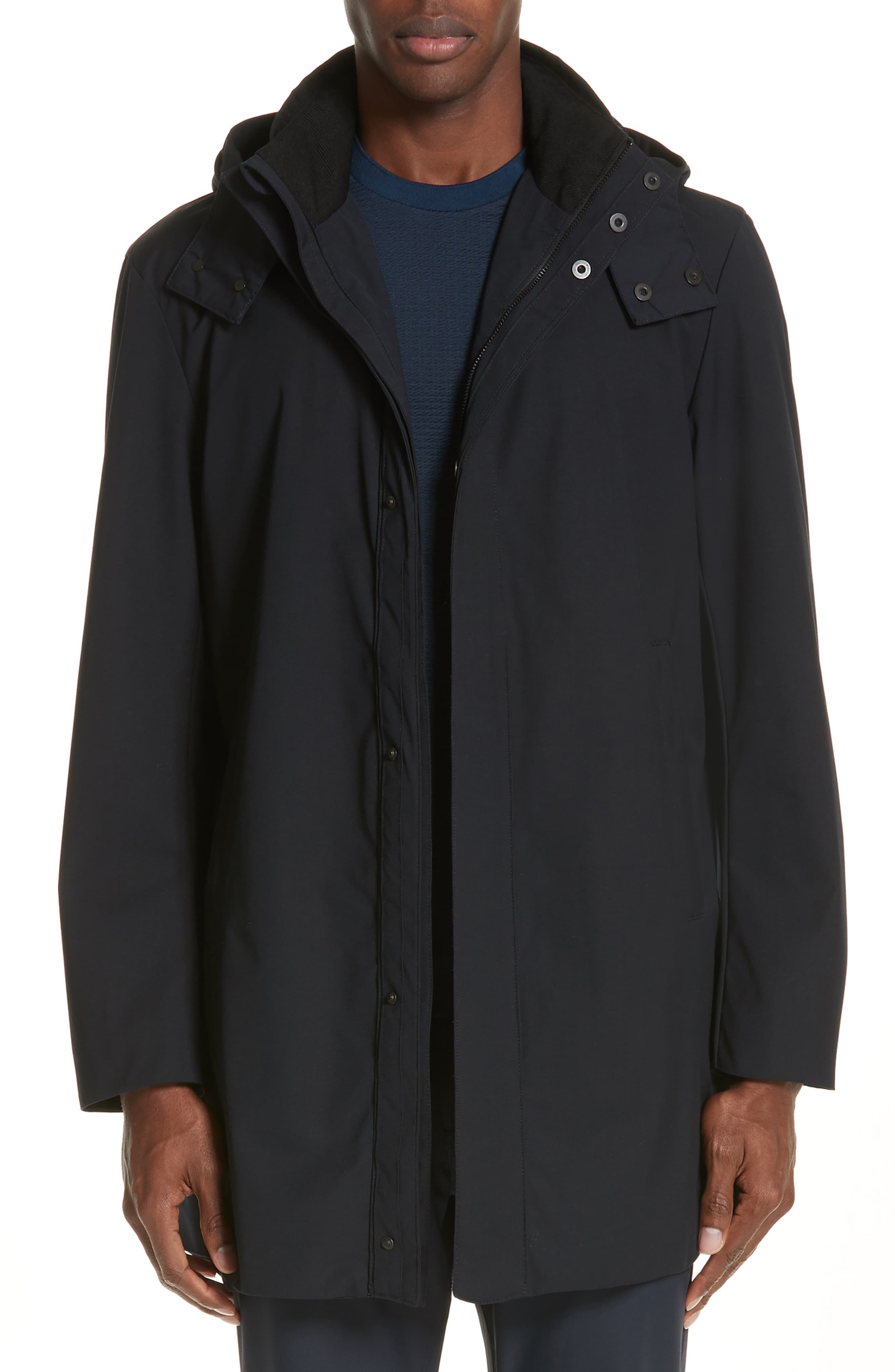 Emporio Armani Hooded Raincoat, $566 | Nordstrom | Lookastic