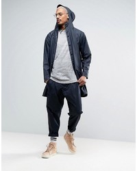 Rains Long Hooded Jacket Waterproof In Navy