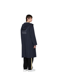 Kenzo Navy Kanji Hooded Raincoat