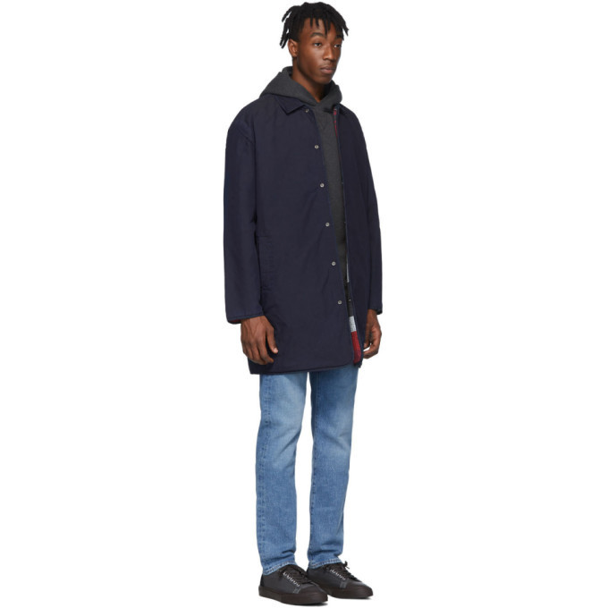 Levis Made and Crafted Navy Lmc Drovers Coat, $320 | SSENSE | Lookastic