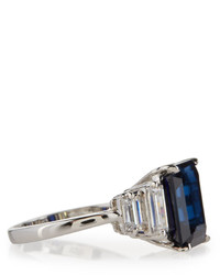 FANTASIA By Deserio Emerald Cut Simulated Sapphire Cocktail Ring Blue
