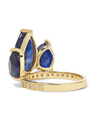 Jacquie Aiche Crown Petal 14 Karat Gold Sapphire And Diamond Ring