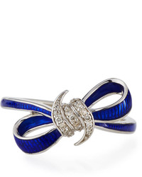 Stephen Webster Forget Me Knot Blue Enamel Diamond Bow Ring Size 7