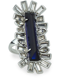 Alexis Bittar Miss Havisham Baguette Crystal Cocktail Ring Blue