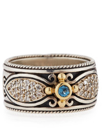 Konstantino Pave Diamond Blue Topaz Ring