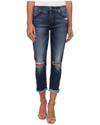 7 For All Mankind Josefina With Knee Holes Destroy In Lake Blue