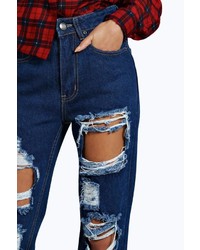 Boohoo Maisie 70s High Rise Distressed Mom Jeans