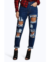 Boohoo Maisie 70s High Rise Distressed Mom Jeans
