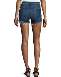 7 For All Mankind Mid Rise Cut Off Denim Shorts Blue