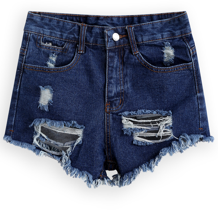 Ripped Fringe Denim Shorts, $20 | Romwe | Lookastic