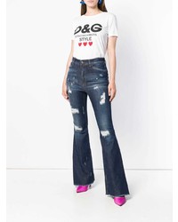 Dolce & Gabbana Ripped Detail Bootcut Jeans