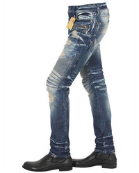 17cm Distressed Washed Biker Denim Jeans