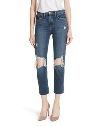 L'Agence Audrina Ripped Straight Leg Crop Jeans