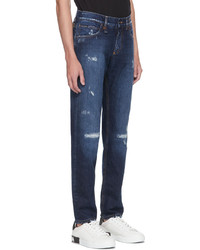 Dolce & Gabbana Blue Distressed Slim Jeans