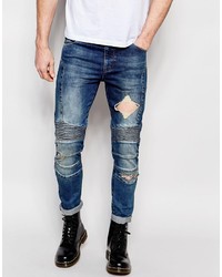 Asos Brand Super Skinny Jeans With Panels And Rips
