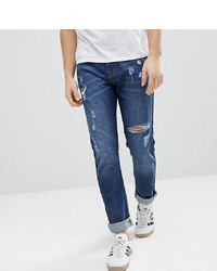 Brooklyn Supply Co. Brooklyn Supply Co Tapered Jeans With Thigh Rip In 90s Blue