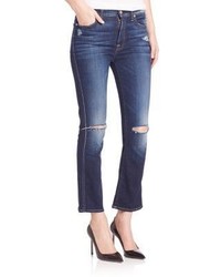 7 For All Mankind Cropped Bootcut Jeans With Holes