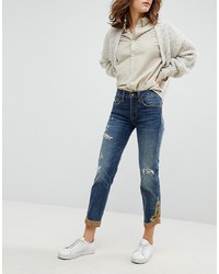 Polo Ralph Lauren Cropped Straight Jeans With Embroidery Hem