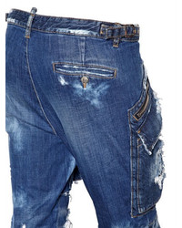 DSQUARED2 Destroyed Cropped Denim Cargo Jeans