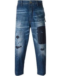 Diesel Loose Fit Cropped Distressed Jeans