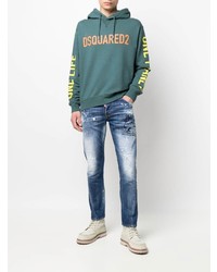 DSQUARED2 Distressed Graphic Print Slim Fit Jeans