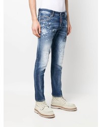 DSQUARED2 Distressed Graphic Print Slim Fit Jeans