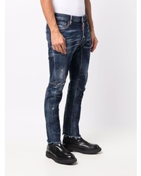 DSQUARED2 Distressed Raw Edge Contrast Stitch Jeans