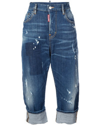 Dsquared2 Distressed Roll Up Denim Jeans