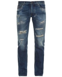 Dolce & Gabbana Distressed Slim Leg Denim Jeans
