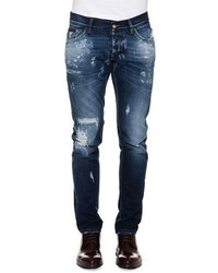 Dolce & Gabbana Five Pocket Destroyed Denim Jeans Blue