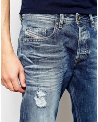 Diesel Jeans Buster 848i Regular Slim Fit Extreme Distressed Mid Wash