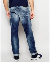 Diesel Jeans Buster 848i Regular Slim Fit Extreme Distressed Mid Wash