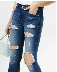 Express Mid Rise Distressed Stretch Jean Leggings