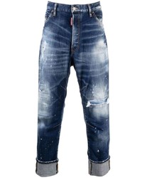 DSQUARED2 Paint Splatter Distressed Wide Leg Jeans